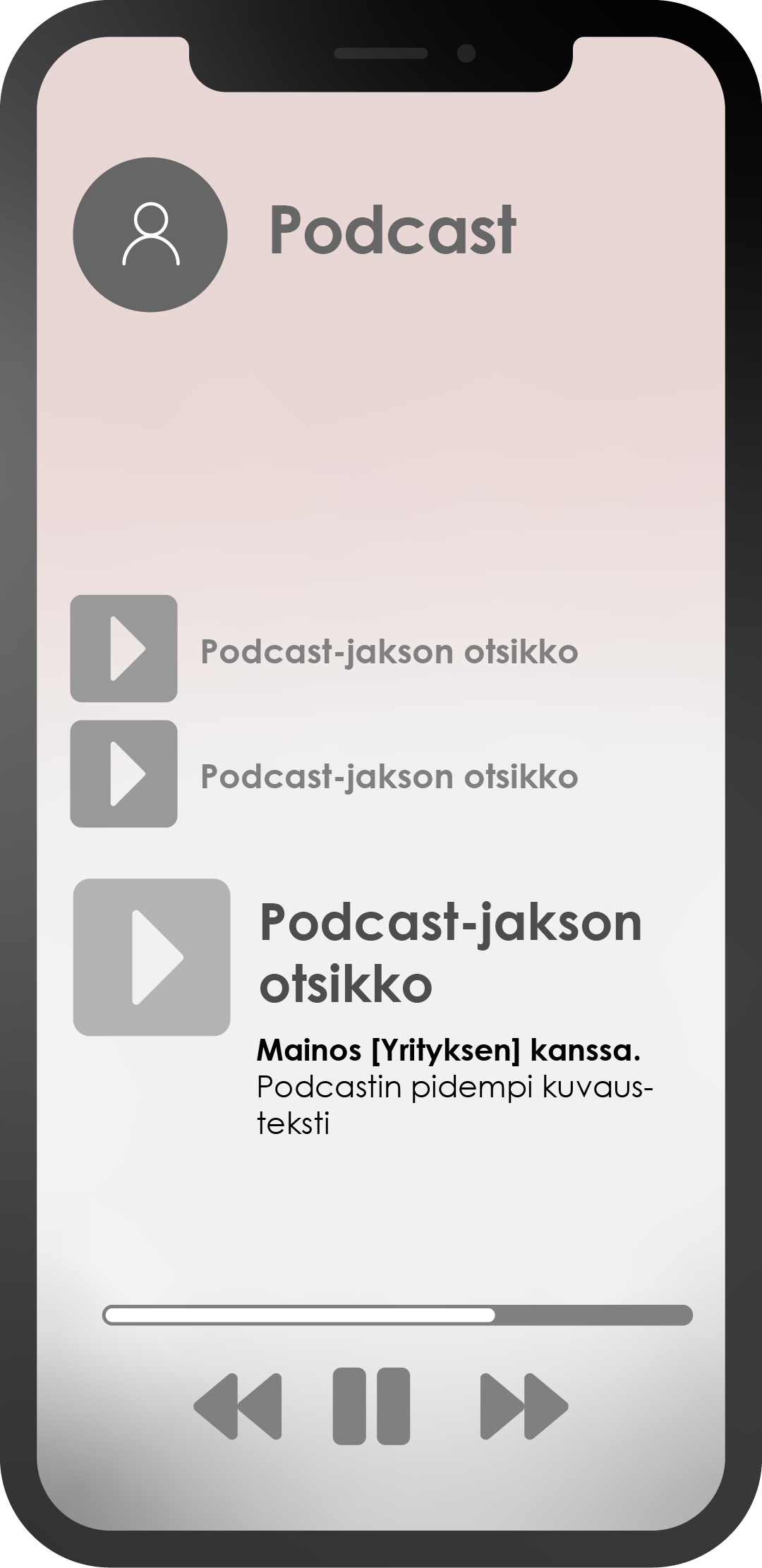 Esimerkkikuva mainoksen merkitsemisestä podcast-jaksossa.