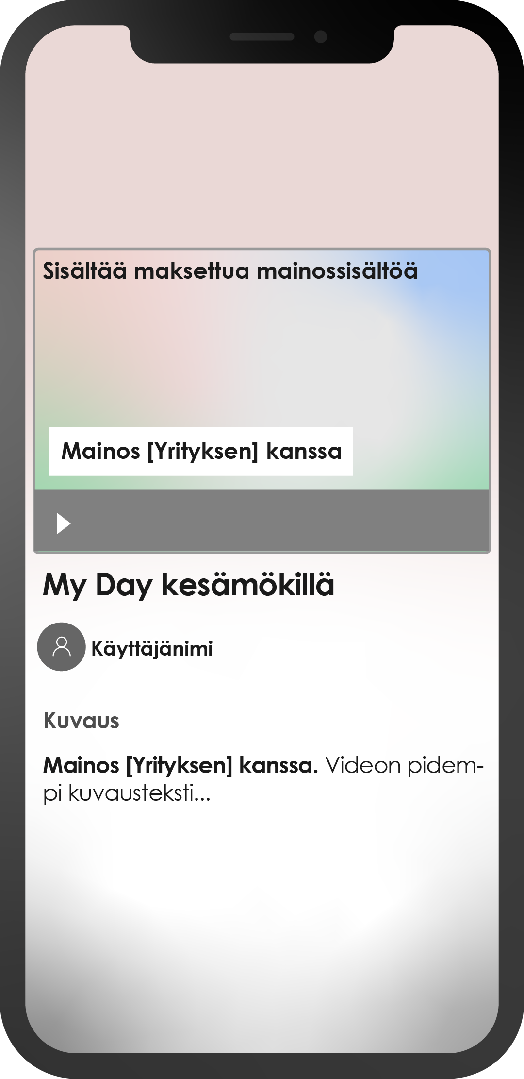 Esimerkkikuva Youtubesta, kun koko video on mainossisältöä